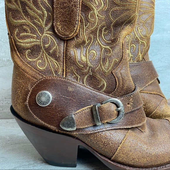 Old gringo brown crackle leather rustic vintage cowboy boots 6.5 - Picture 7 of 10